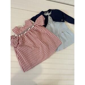 Janie and Jack Pippa and Julie Girls Striped Dress & Cardigan Bundle Size 12 MO